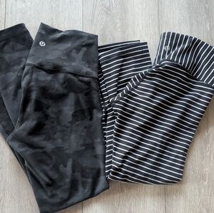 lululemon athletica  Black Camouflage and Striped Leggings
